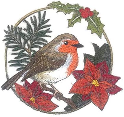 הטבע שורר בחוטים, ממלכת ציפורים מדהימה [רובין אירופאי במעגל פריחות חג המולד] [מותאם אישית וייחודי] ברזל